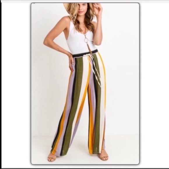 Mustard and Olive Wide Leg Pants - Picture 2 of 4